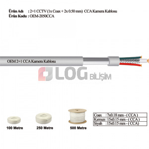 OEM 2x0.50 CCTV CCA Kablo Kamera Kablolu